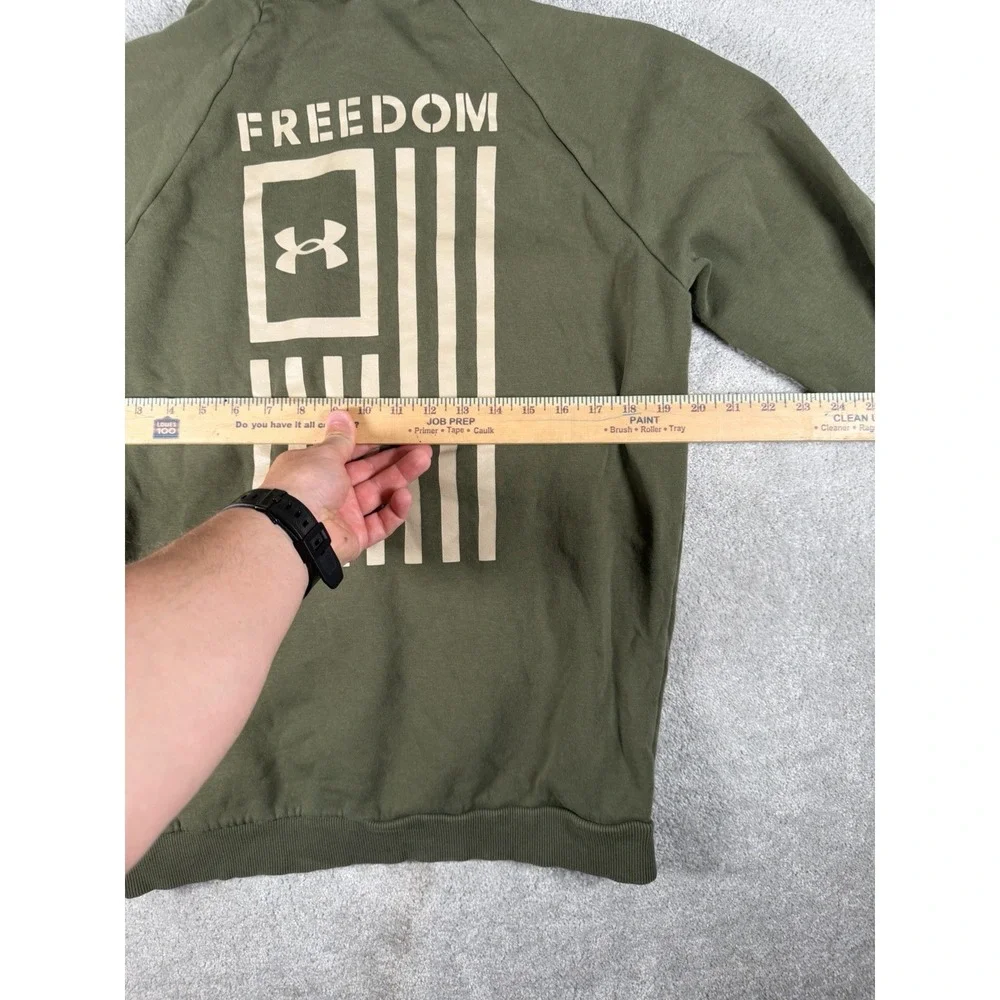 Under Armour Men Hoodie Sweatshirt Medium Green Freedom Pullover Drawstring Logo
